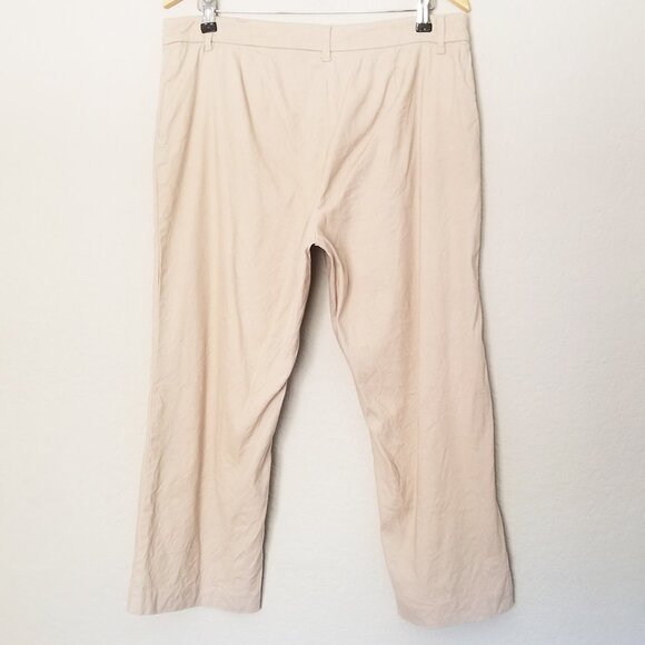 J Jill Linen Stretch Straight-Leg Cropped Trousers Pants Size 14 Flax Beige Tan - Picture 5 of 14